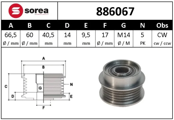 Alternator Freewheel Clutch (886067)