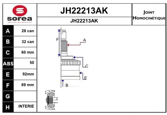 Joint Kit, drive shaft (JH22213AK)