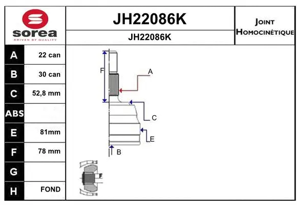 Joint Kit, drive shaft (JH22086K)