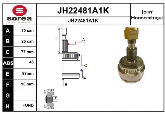 Joint Kit, drive shaft (JH22481A1K)