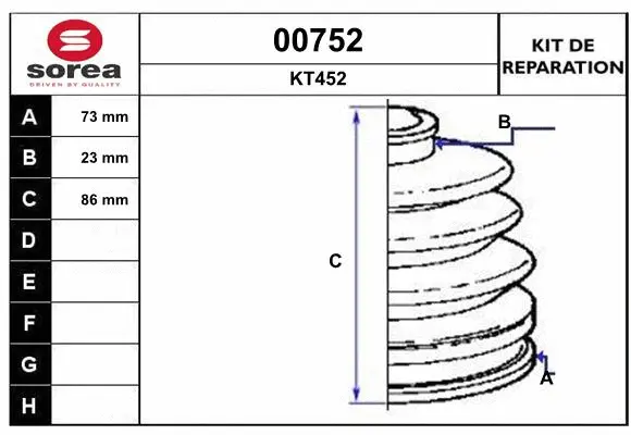 Bellow Kit, drive shaft (00752)