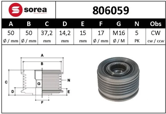 Alternator Freewheel Clutch (806059)