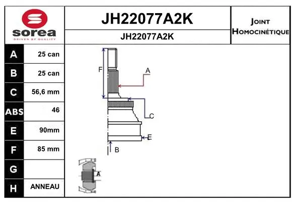 Joint Kit, drive shaft (JH22077A2K)