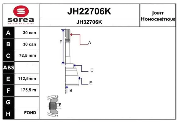 Joint Kit, drive shaft (JH22706K)