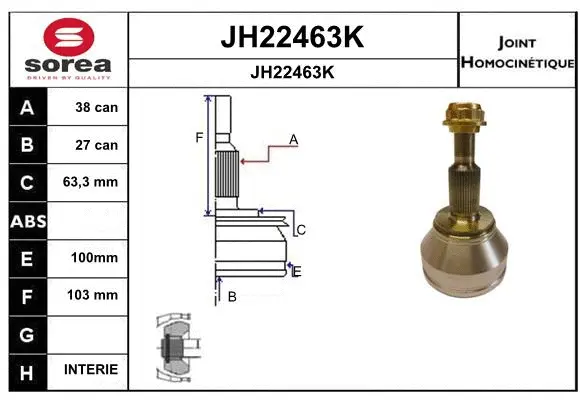 Joint Kit, drive shaft (JH22463K)