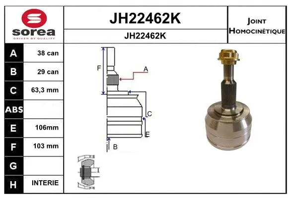 Joint Kit, drive shaft (JH22462K)