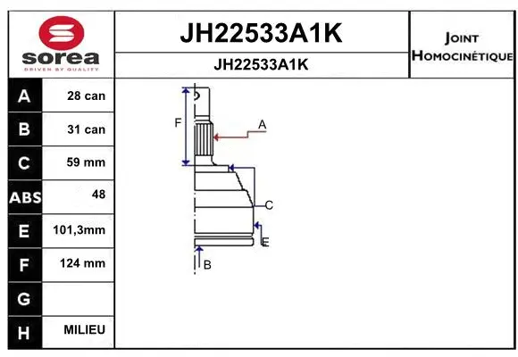 Joint Kit, drive shaft (JH22533A1K)