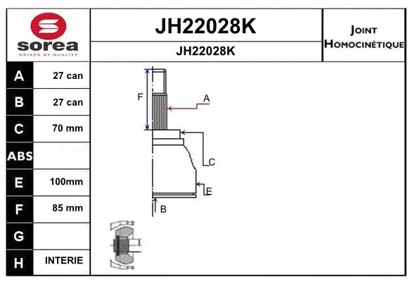 Joint Kit, drive shaft (JH22028K)