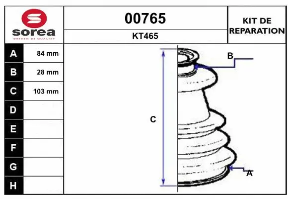 Bellow Kit, drive shaft (00765)