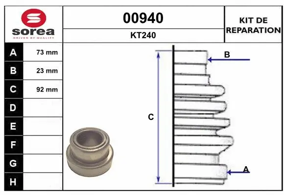 Bellow Kit, drive shaft (00940)