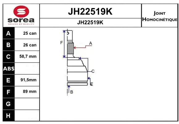 Joint Kit, drive shaft (JH22519K)