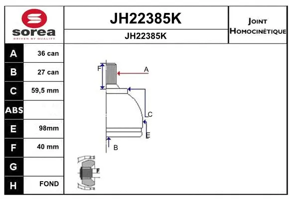 Joint Kit, drive shaft (JH22385K)