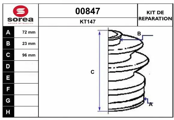 Bellow Kit, drive shaft (00847)