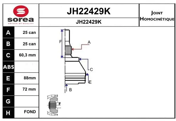 Joint Kit, drive shaft (JH22429K)