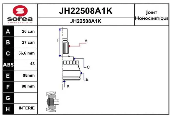 Joint Kit, drive shaft (JH22508A1K)
