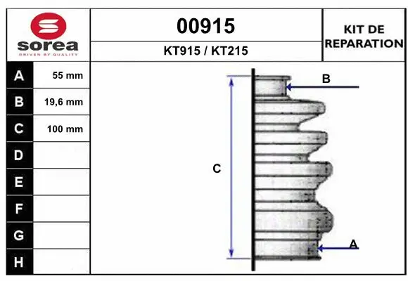 Bellow Kit, drive shaft (00915)