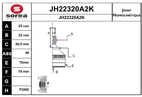 Joint Kit, drive shaft (JH22320A2K)