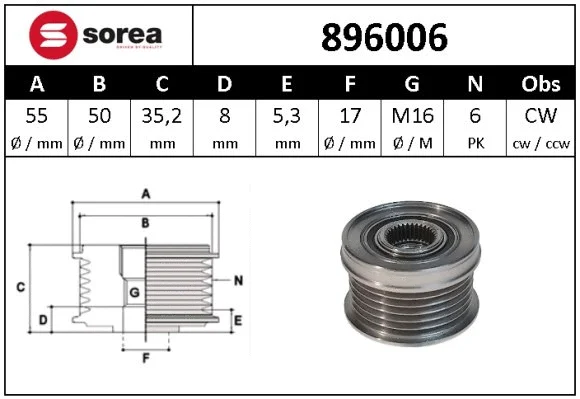 Alternator Freewheel Clutch (896006)