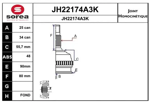 Joint Kit, drive shaft (JH22174A3K)