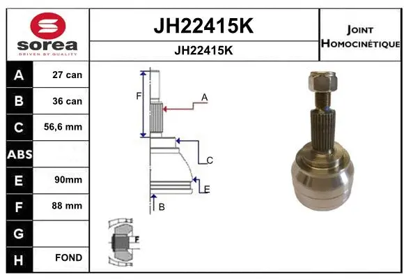 Joint Kit, drive shaft (JH22415K)