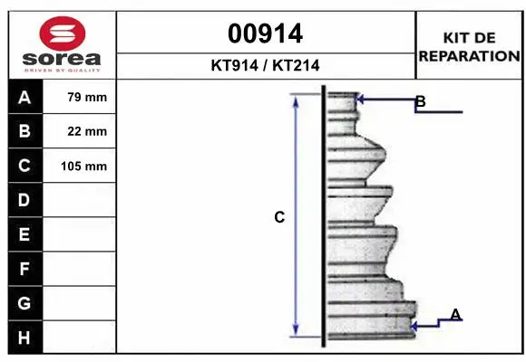 Bellow Kit, drive shaft (00914)