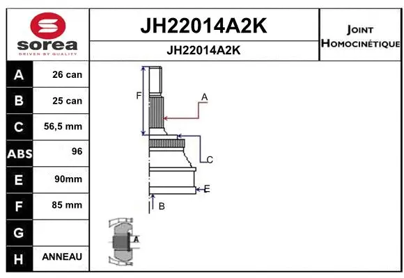 Joint Kit, drive shaft (JH22014A2K)