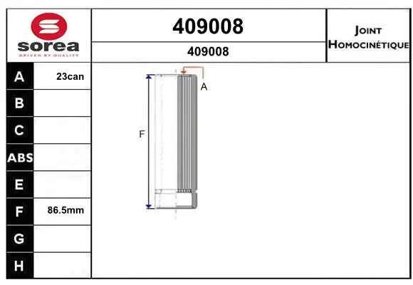 Joint Kit, drive shaft (409008)