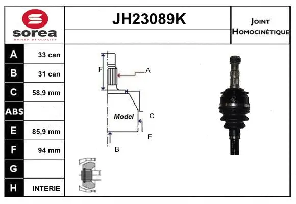 Joint Kit, drive shaft (JH23089K)