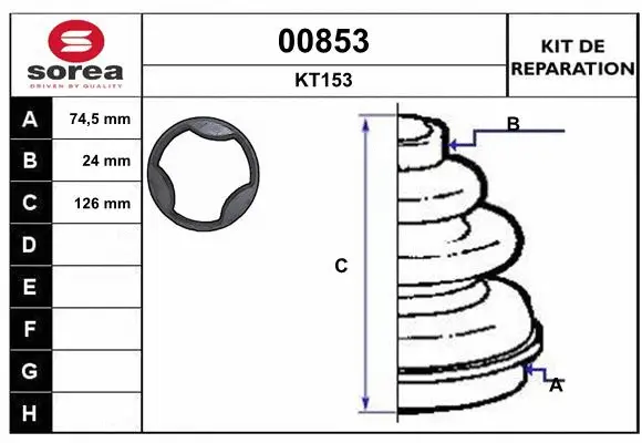 Bellow Kit, drive shaft (00853)