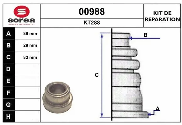 Bellow Kit, drive shaft (00988)