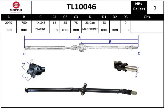 Propshaft, axle drive (TL10046)
