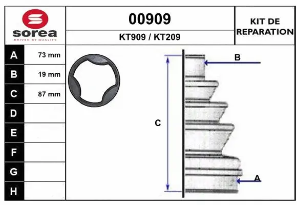 Bellow Kit, drive shaft (00909)
