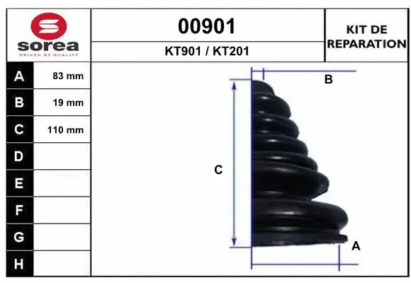 Bellow Kit, drive shaft (00901)