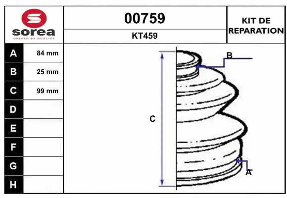 Bellow Kit, drive shaft (00759)