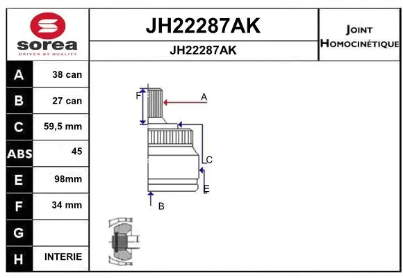 Joint Kit, drive shaft (JH22287AK)