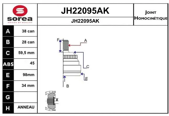 Joint Kit, drive shaft (JH22095AK)