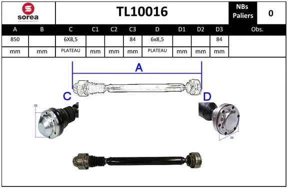 Propshaft, axle drive (TL10016)