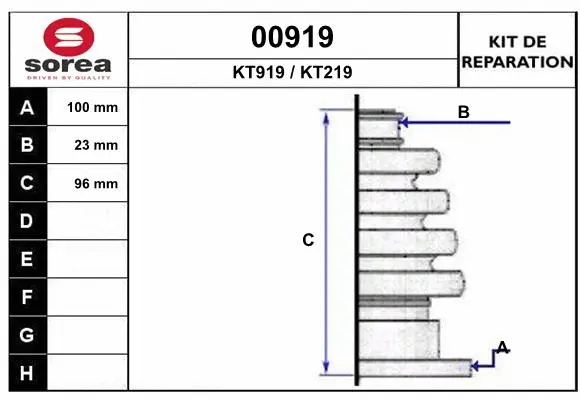Bellow Kit, drive shaft (00919)