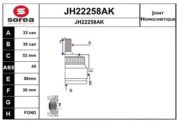 Joint Kit, drive shaft (JH22258AK)