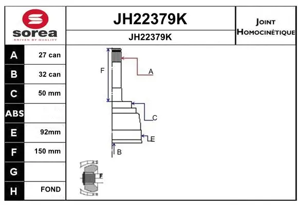 Joint Kit, drive shaft (JH22379K)