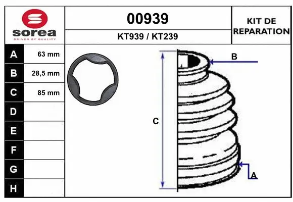 Bellow Kit, drive shaft (00939)
