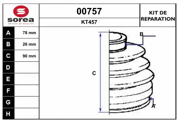 Bellow Kit, drive shaft (00757)