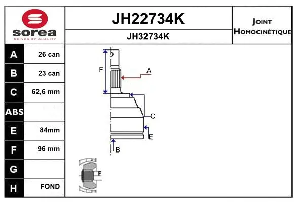 Joint Kit, drive shaft (JH22734K)