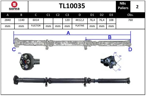 Propshaft, axle drive (TL10035)