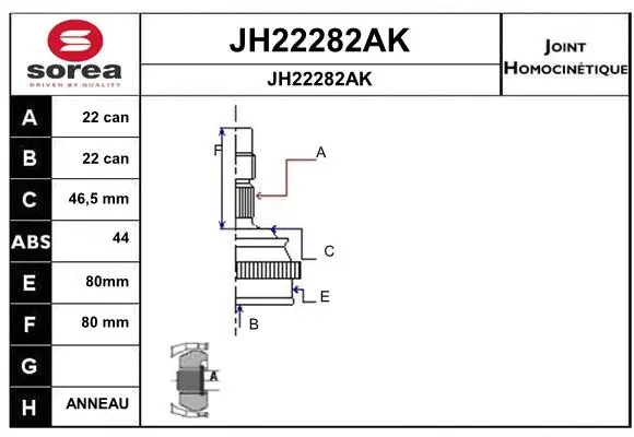 Joint Kit, drive shaft (JH22282AK)