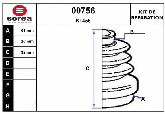 Bellow Kit, drive shaft (00756)