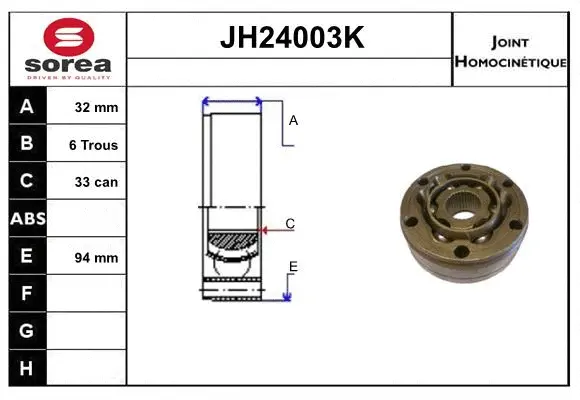 Joint Kit, drive shaft (JH24003K)