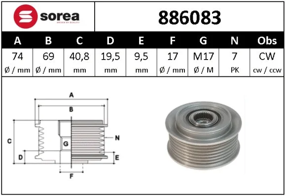 Alternator Freewheel Clutch (886083)