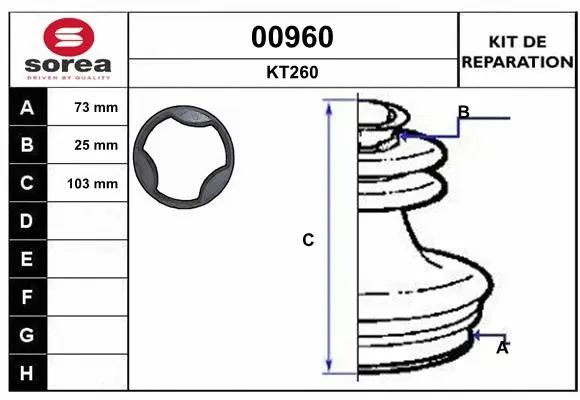 Bellow Kit, drive shaft (00960)