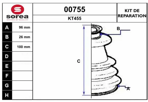 Bellow Kit, drive shaft (00755)